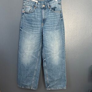 Zara Medium Blue Wide Leg Cropped Jeans